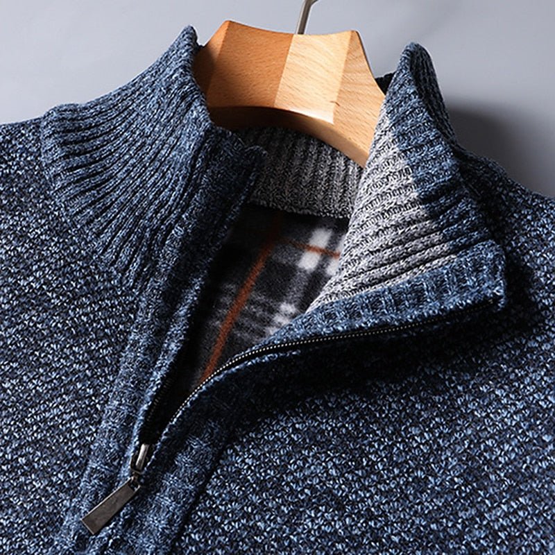 Men's Quarter Zip Jumper | Textured Knit Relaxed Fit Close Up