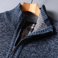 Men's Quarter Zip Jumper | Textured Knit Relaxed Fit Close Up