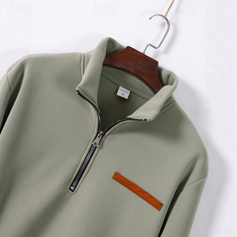 Men's Quarter Zip Stand Collar Pullover Back