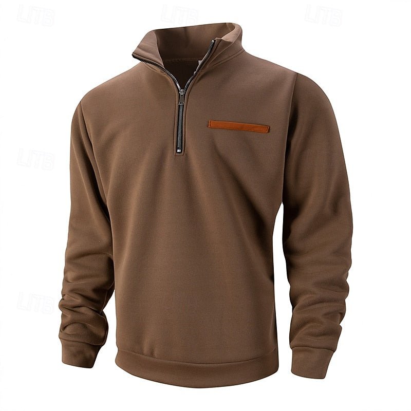 Men's Quarter Zip Stand Collar Pullover Front