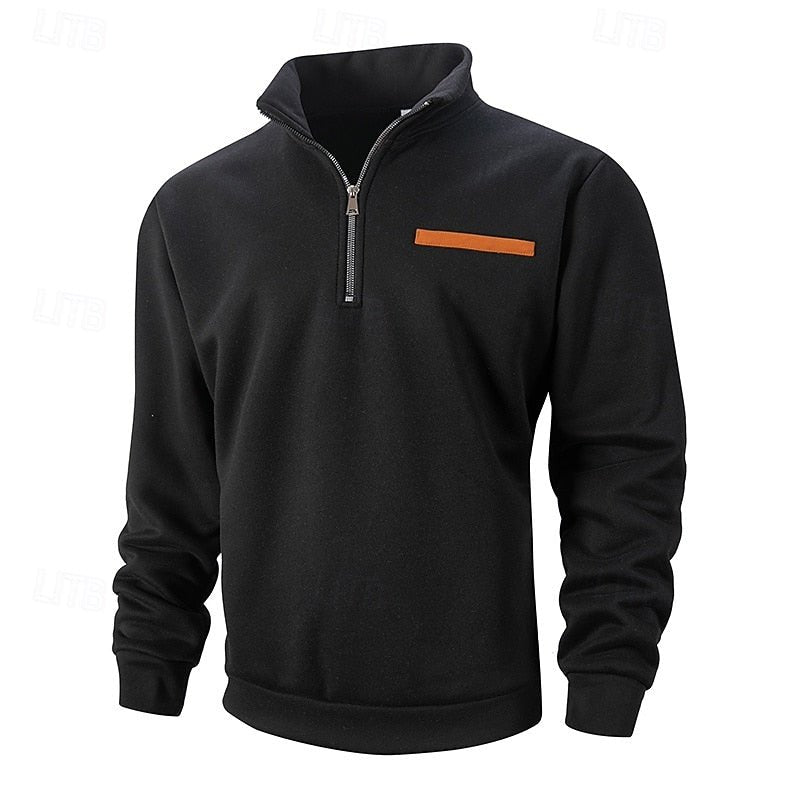 Men's Quarter Zip Stand Collar Pullover Side