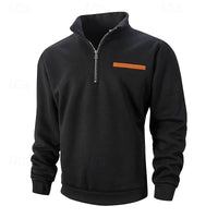 Men's Quarter Zip Stand Collar Pullover Side