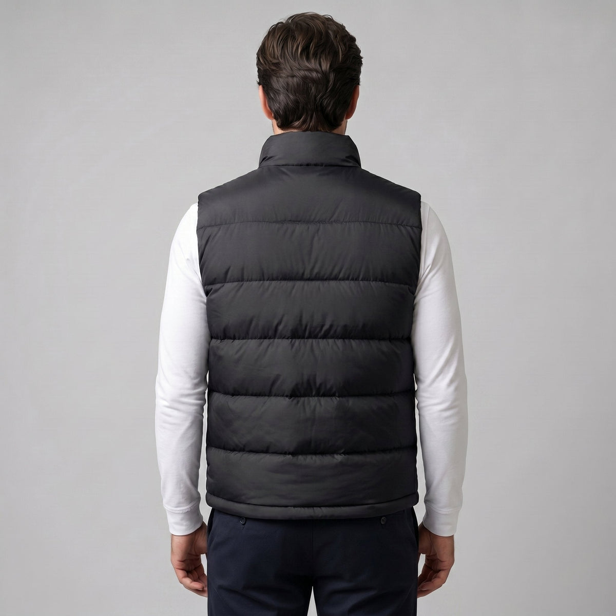 Men's Quilted Padded Gilet with Stand Collar Angle