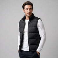 Men's Quilted Padded Gilet with Stand Collar Close Up