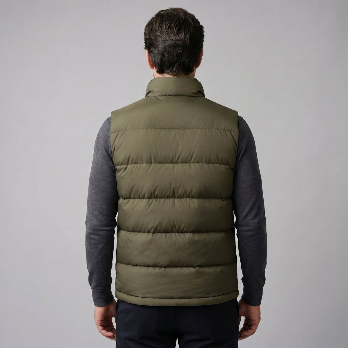 Men's Quilted Padded Gilet with Stand Collar Detail