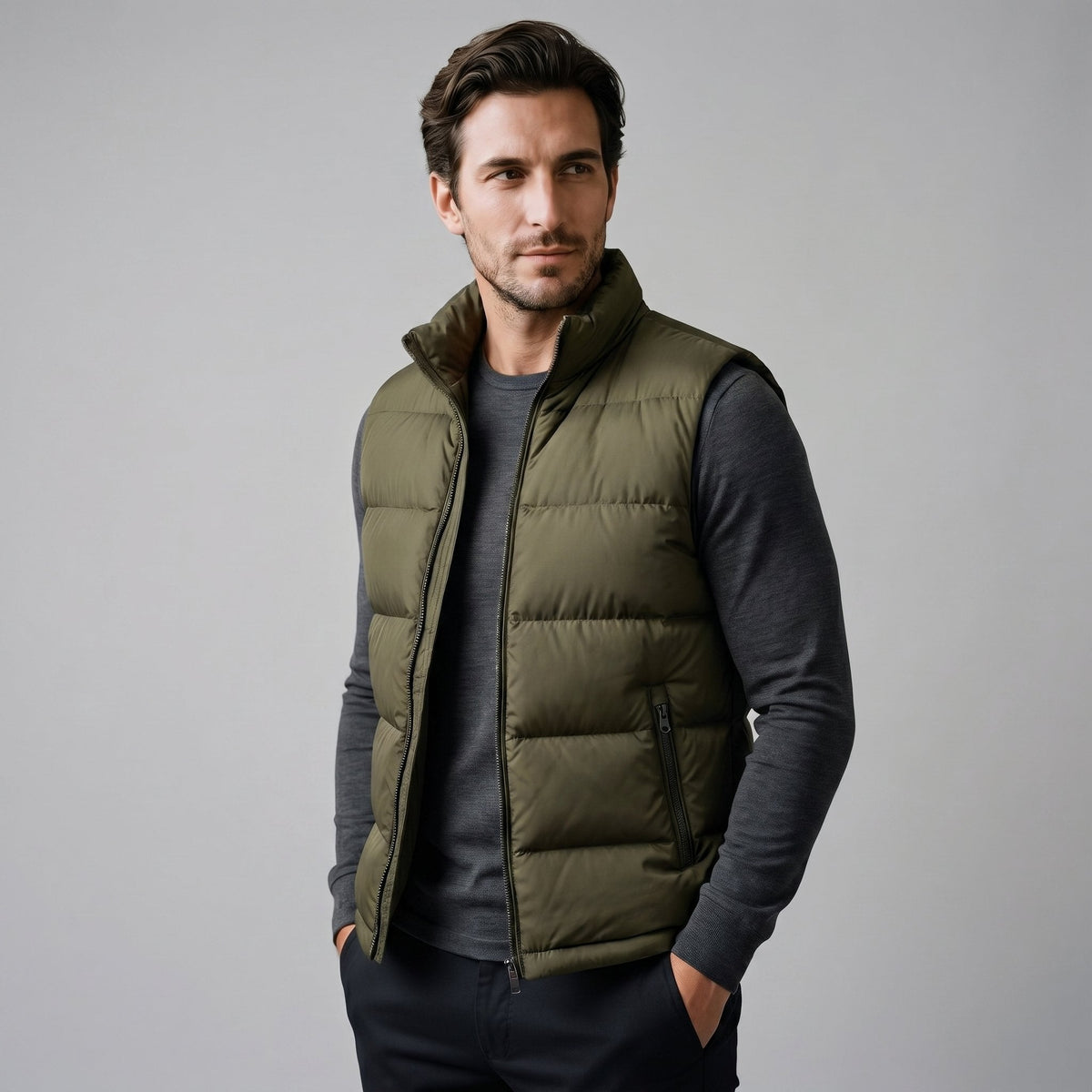 Men's Quilted Padded Gilet with Stand Collar Hero