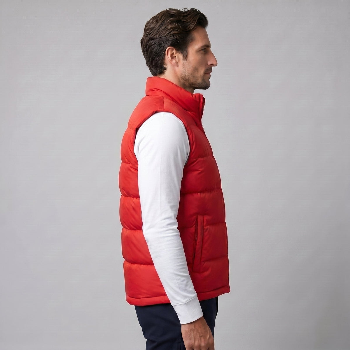 Men's Quilted Padded Gilet with Stand Collar View 12