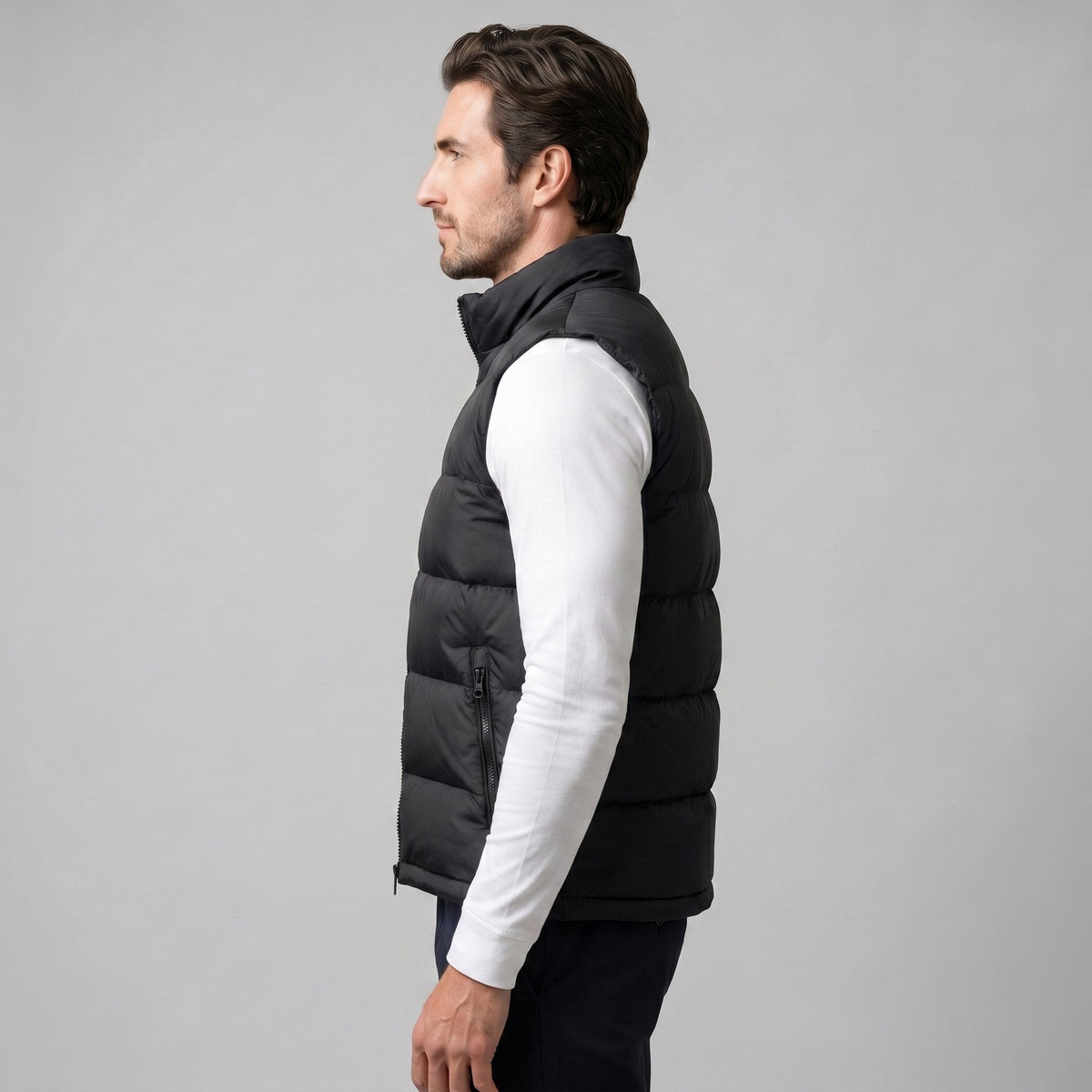 Men's Quilted Padded Gilet with Stand Collar View 15