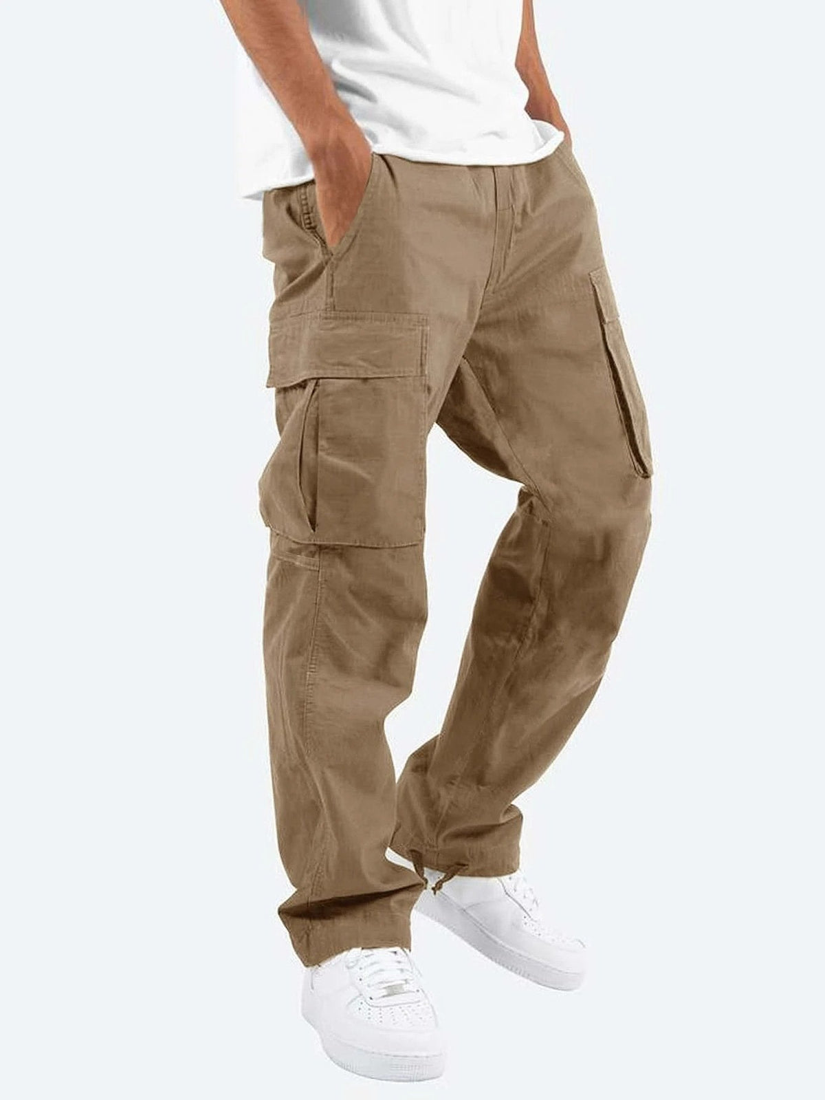 Men's Relaxed Cargo Trousers with Side Pockets Side