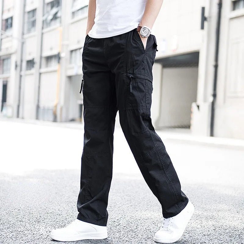 Men's Relaxed Fit Cotton Cargo Pants with Stretch Fabric Angle