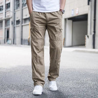 Men's Relaxed Fit Cotton Cargo Pants with Stretch Fabric Close Up