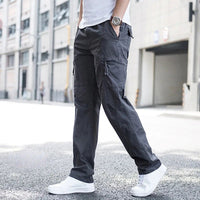 Men's Relaxed Fit Cotton Cargo Pants with Stretch Fabric Front