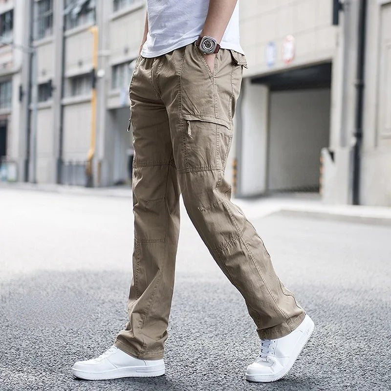 Men's Relaxed Fit Cotton Cargo Pants with Stretch Fabric Lifestyle