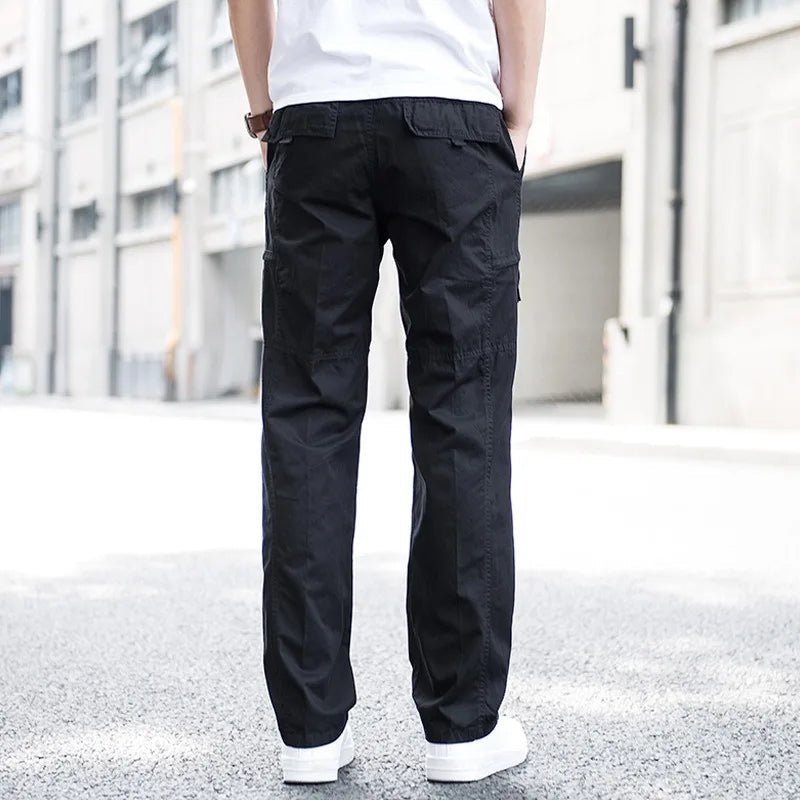 Men's Relaxed Fit Cotton Cargo Pants with Stretch Fabric Side