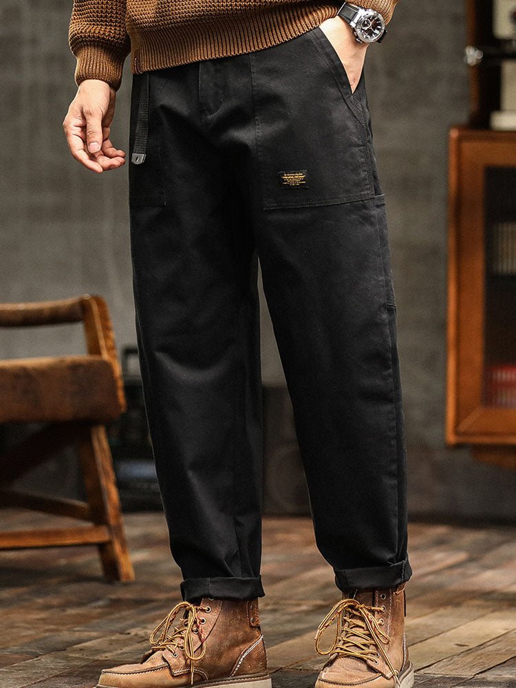 Men's Relaxed Fit Utility Pants with Rollable Cuffs Detail