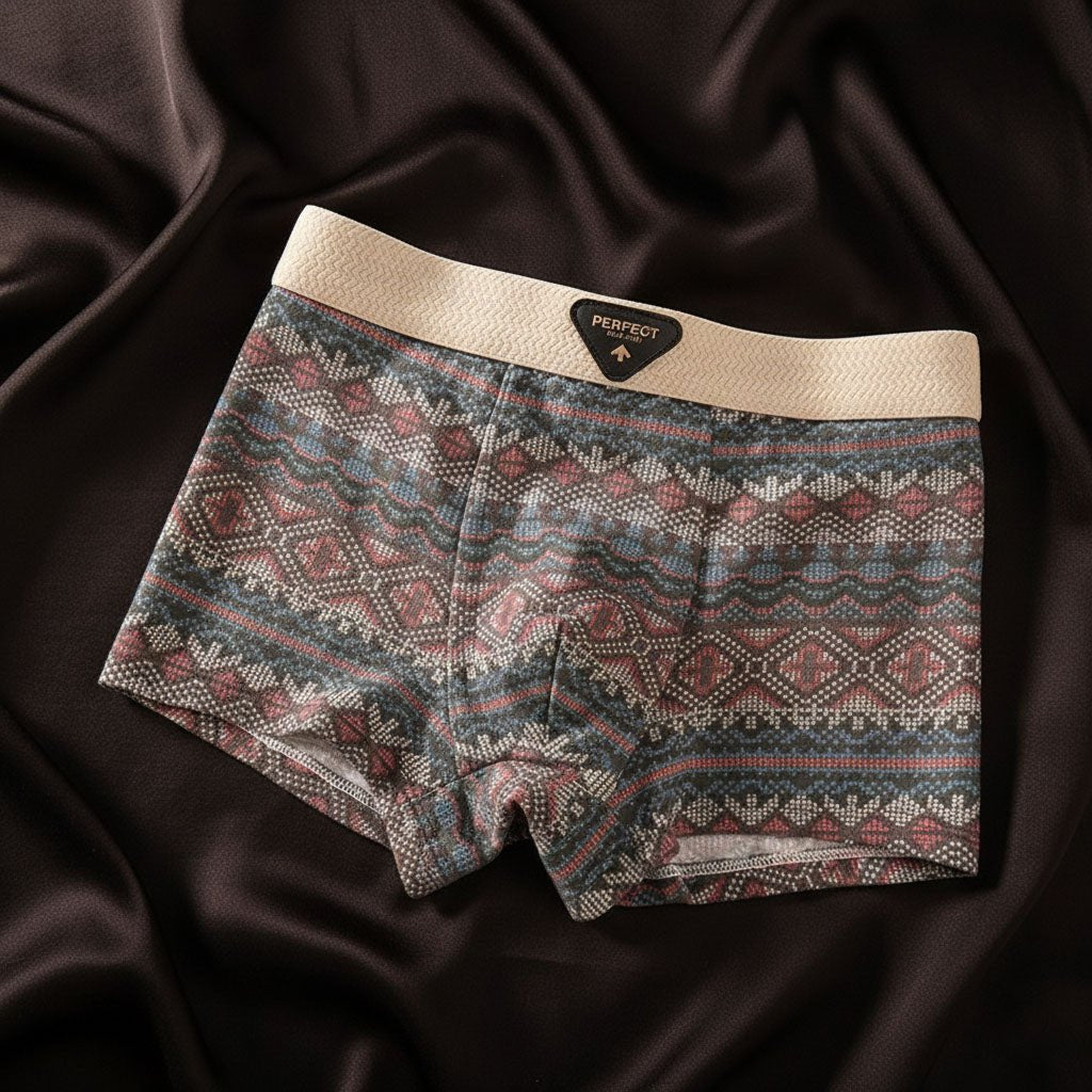Men's Retro Cotton Boxer Briefs with Breathable Mesh Angle