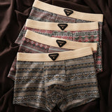 Men's Retro Cotton Boxer Briefs with Breathable Mesh
