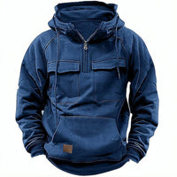 Men's Retro Motorcycle Hoodie with Multiple Pockets Front