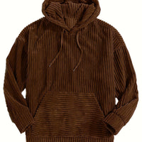 Men's Ribbed Textured Hoodie with Kangaroo Pocket Angle