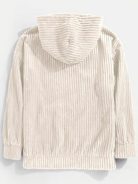 Men's Ribbed Textured Hoodie with Kangaroo Pocket Front