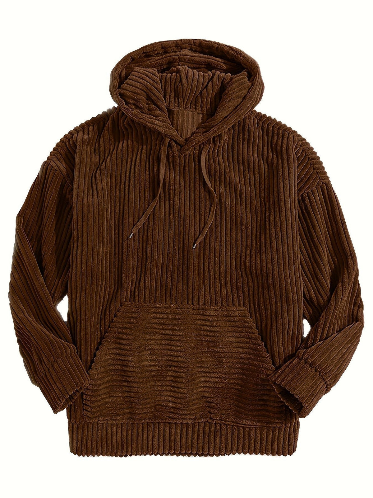 Men's Ribbed Textured Hoodie with Kangaroo Pocket Full