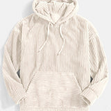 Men's Ribbed Textured Hoodie with Kangaroo Pocket