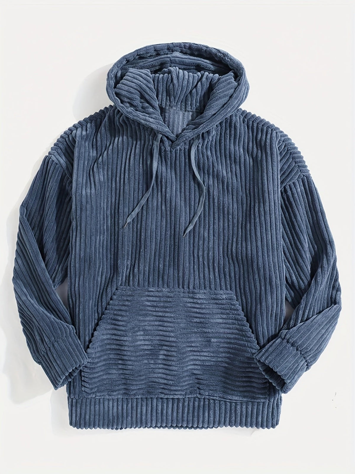Men's Ribbed Textured Hoodie with Kangaroo Pocket View 14