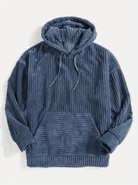 Men's Ribbed Textured Hoodie with Kangaroo Pocket View 14