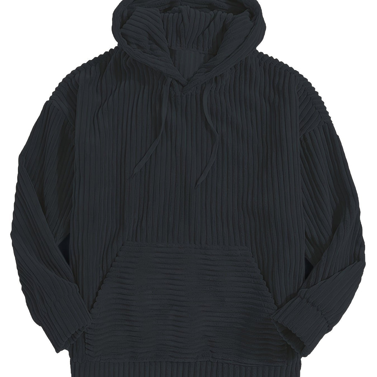 Men's Ribbed Textured Hoodie with Kangaroo Pocket View 17