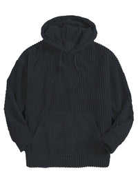 Men's Ribbed Textured Hoodie with Kangaroo Pocket View 19