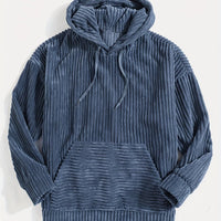 Men's Ribbed Textured Hoodie with Kangaroo Pocket View 36