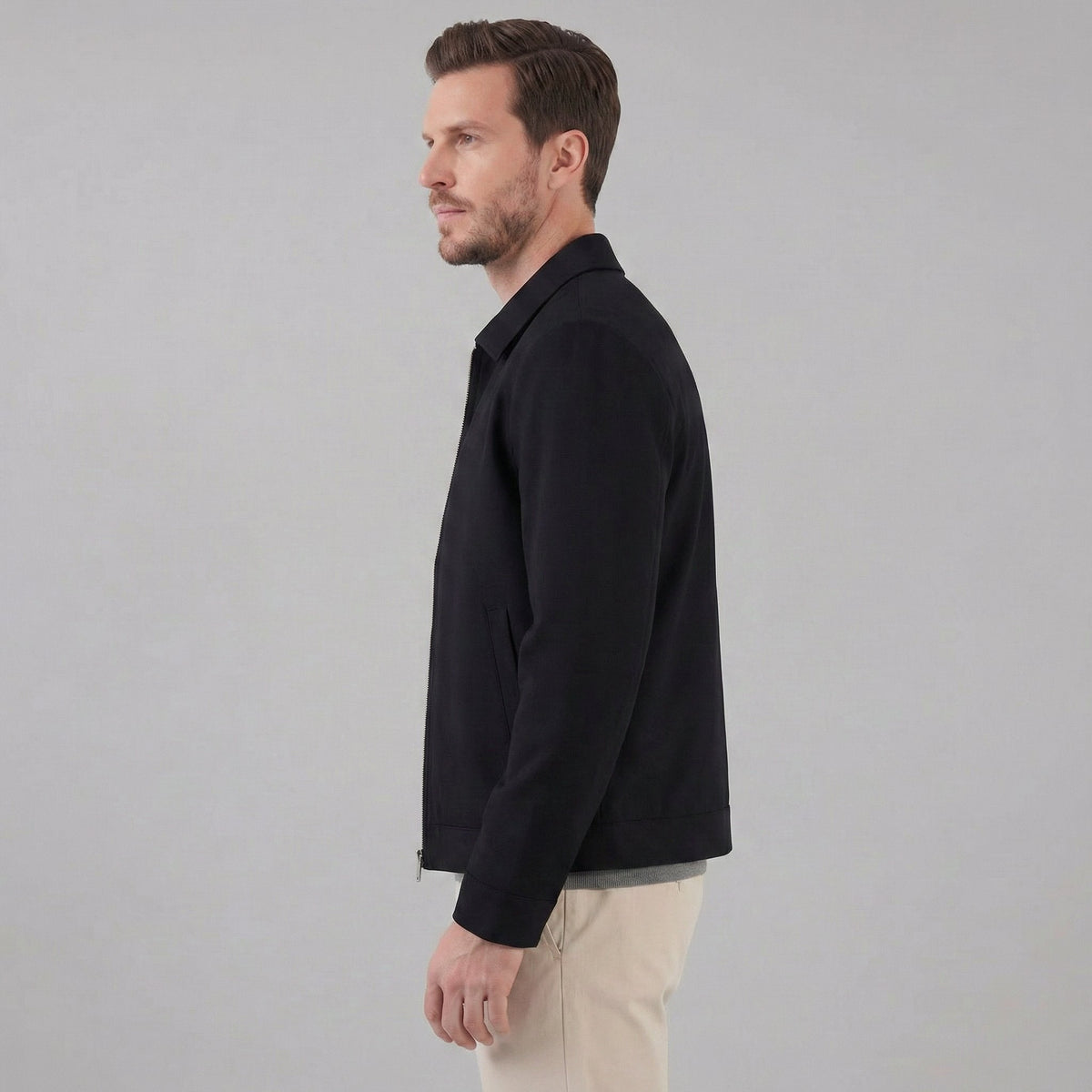 Men's Slim Fit Classic Collar Mid-Season Jacket Front