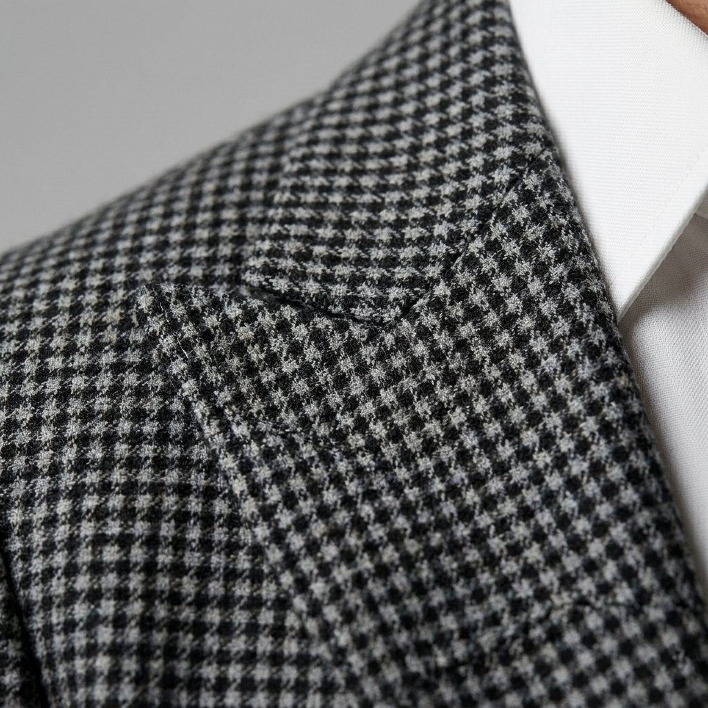Men's Slim Fit Double-Breasted Blazer with Check Pattern Alternate