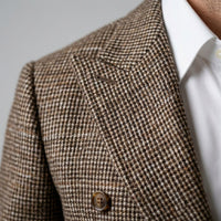 Men's Slim Fit Double-Breasted Blazer with Check Pattern Back