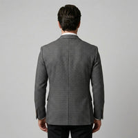 Men's Slim Fit Double-Breasted Blazer with Check Pattern Full