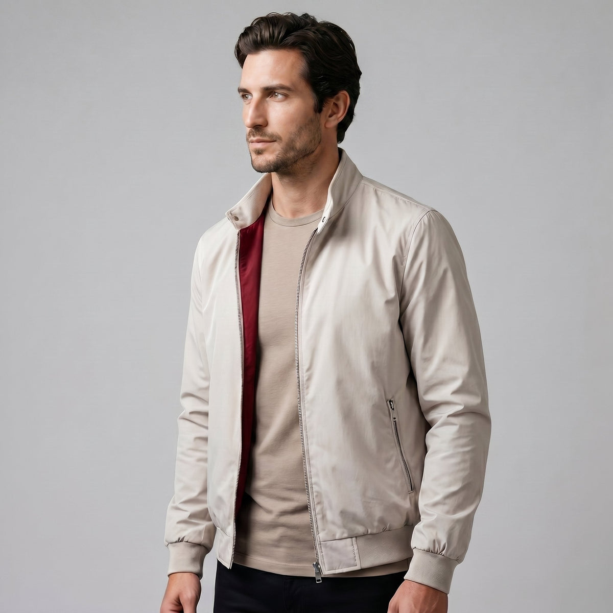Men's Slim Fit Harrington Bomber Jacket View 11