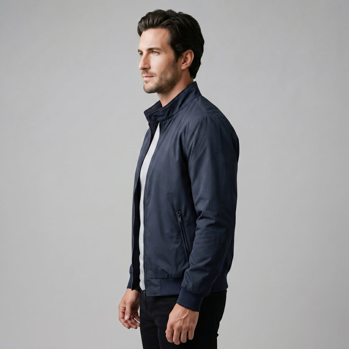 Men's Slim Fit Harrington Bomber Jacket View 18