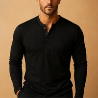 Men's Slim Fit Henley Long Sleeve Shirt Detail
