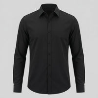 Men's Slim Fit Long-Sleeve Dress Shirt with Point Collar Close Up