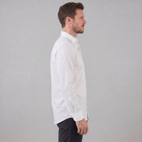 Men's Slim Fit Long-Sleeve Dress Shirt with Point Collar Detail