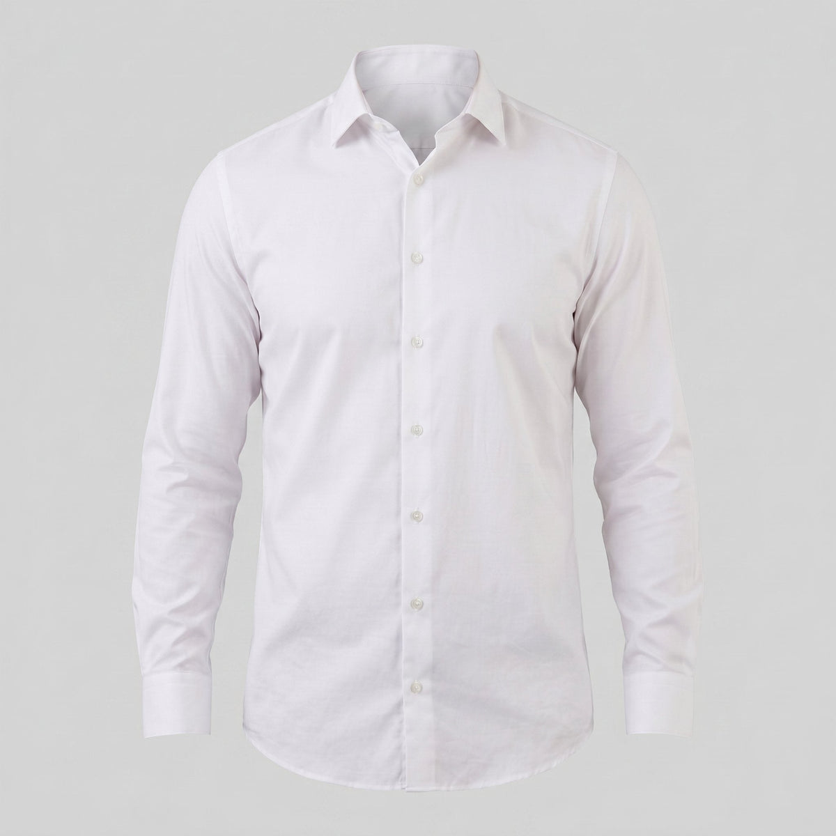 Men's Slim Fit Long-Sleeve Dress Shirt with Point Collar Front