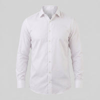 Men's Slim Fit Long-Sleeve Dress Shirt with Point Collar Front