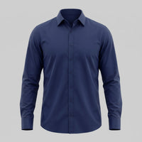 Men's Slim Fit Long-Sleeve Dress Shirt with Point Collar View 11
