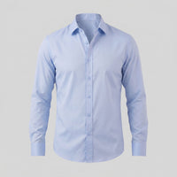 Men's Slim Fit Long-Sleeve Dress Shirt with Point Collar View 16
