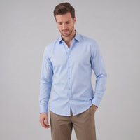 Men's Slim Fit Long-Sleeve Dress Shirt with Point Collar View 17