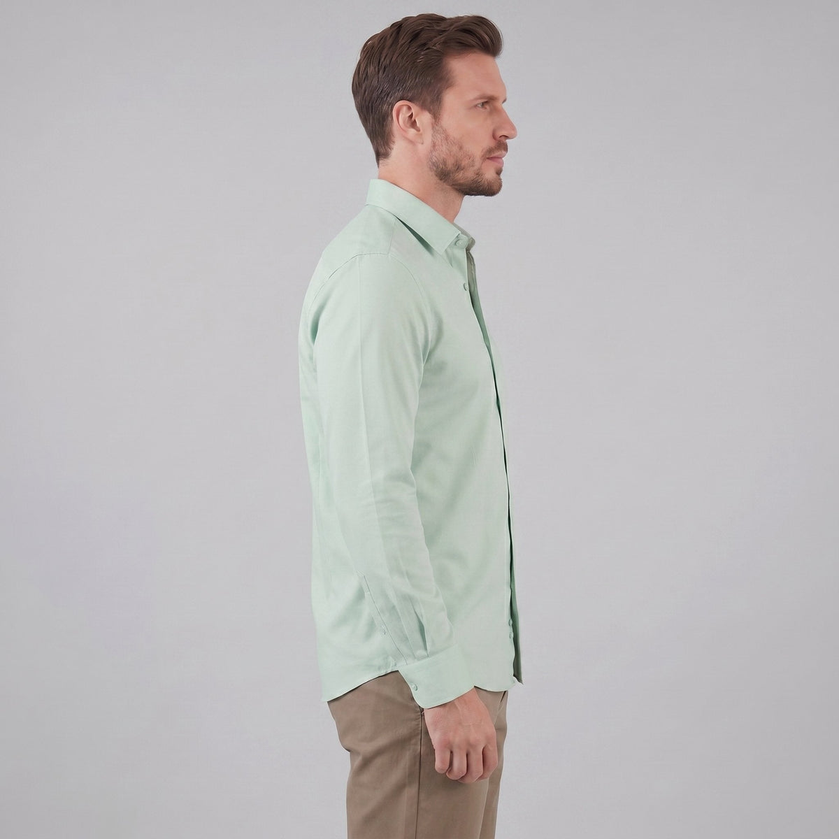 Men's Slim Fit Long-Sleeve Dress Shirt with Point Collar View 28