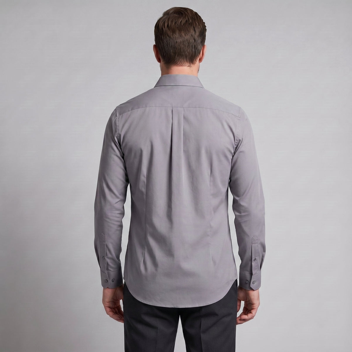 Men's Slim Fit Long-Sleeve Dress Shirt with Point Collar View 39