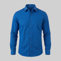 Men's Slim Fit Long-Sleeve Dress Shirt with Point Collar View 41