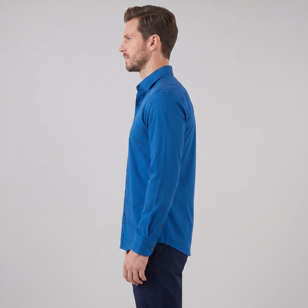 Men's Slim Fit Long-Sleeve Dress Shirt with Point Collar View 43