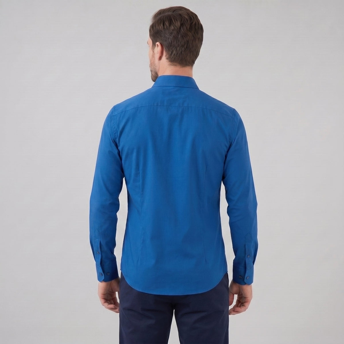 Men's Slim Fit Long-Sleeve Dress Shirt with Point Collar View 44